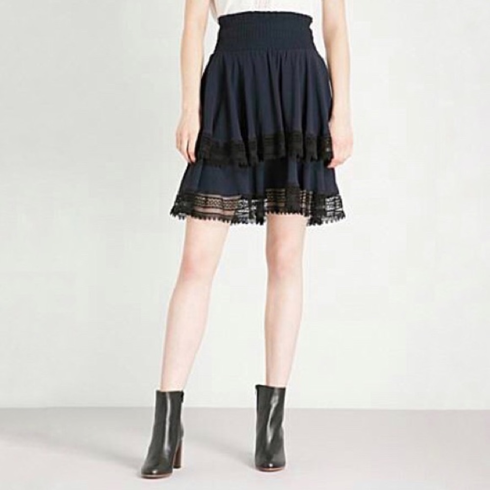 MAJE | Jaglia Tiered Lace Skirt | Size 1 (Small)